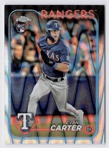 2024 Topps Chrome Evan Carter #136 RayWave Refractor (RC) TEXAS RANGERS - Picture 1 of 2