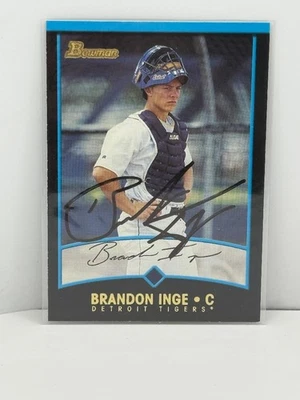 БЕЙСБОЛЬНАЯ КАРТОЧКА BRANDON INGE 2001 BOWMAN NO 185 IP с автографом Tigers - Изображение 1 из 2