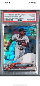 2018 Topps Complete Set RONALD ACUNA JR Chrome Rookie Patch Relic #WSE-5 PSA 9 - Picture 1 of 2