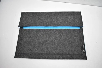 Funda para portátil JOYINBAG gris carbón fieltro forro azul bolsillo con cremallera 15,5" Foto 1 de 4