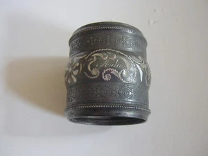 Antique Victorian Monogrammed Etched Napkin Ring Holder - Picture 1 of 3