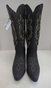 Women's Sz 10 Embroidered Western Cowboy Boots Pointed Toe Mid-Calf Block Heel - Picture 1 of 5