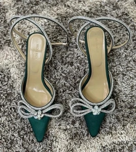 Zapatos de salón Mach & Mach para mujer doble lazo satinado verde talla 42 EE. UU. 12 excelente estado - Imagen 1 de 10