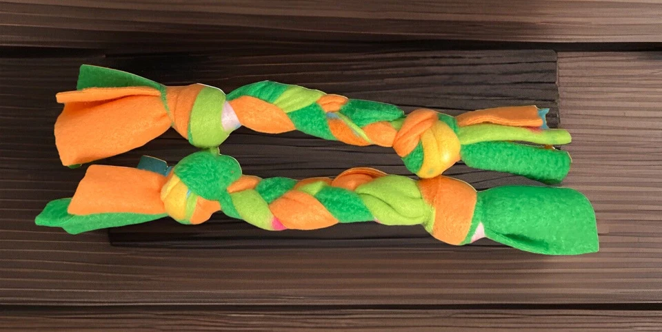 2 件套手工抓绒狗拖船玩具 - 10 英寸编织咀嚼绳 - 全新 — 第 1/1 张图片