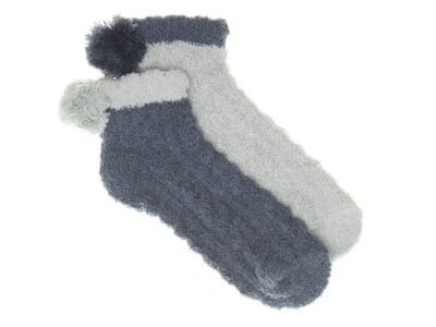 LEMON WOMEN'S POM ANKLE SOCKS - 2 PACK GREY/NAVY - Image 1 of 4