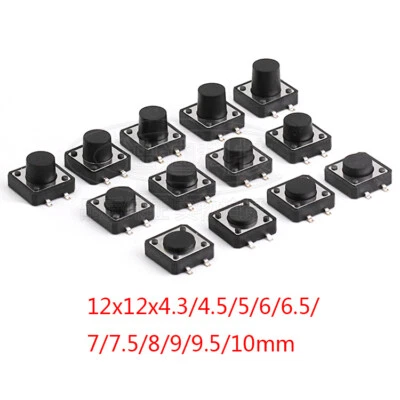 12x12mm Tactile Push Button Switch Tact Switch Panel PCB Micro Switch 4 Pin SMD - Image 1 of 4