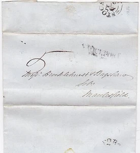 c.1836 POSTE PARCIAL DE PENNY STOCKPORT EN ENVOLTURA A BROCKLEHURST EN MACCLESFIELD - Imagen 1 de 1