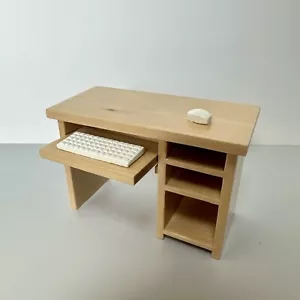1:12 Dollhouse Miniatures, Miniature Computer Desk, Keyboard and Mouse Set - Picture 1 of 9