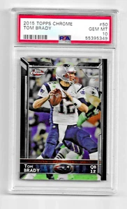 2015 TOPPS CHROME FOOTBALL CARD #50 TOM BRADY GRADED PSA 10 NEW ENGLAND PATRIOTS - Foto 1 di 5