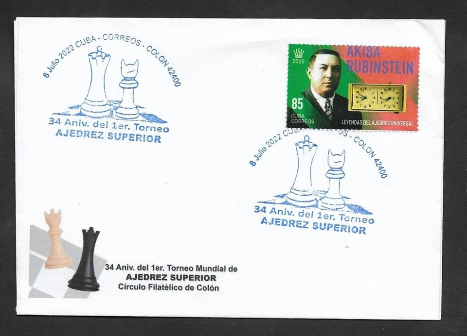 SKV) 2022 CARIBE, AJEDREZ, 1er torneo minimalista, portada primer día, rubíes Foto 1 de 1