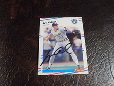 JAY ALDRICH AUTOGRAPHED 1988 FLEER BREWERS CARD W/COA #155