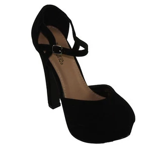 BellaMarie Women's Token-111 Almond Toe Ankle Strap Platform High Heel Pumps - Picture 1 of 5