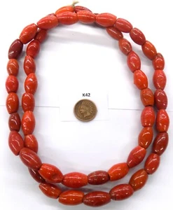 Strand of 50 Terra-cotta look glass African Trade Beads K42 Bin Y - Picture 1 of 1