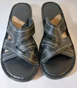 Dockers Womens Sandals Black Sz 7 Med Slip On Cambree K Leather Straps NOS - Picture 1 of 7