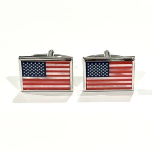 USA Flag Multi Stone Cufflinks For Men Birthday Wedding Gift Cufflink In Box - Picture 1 of 7