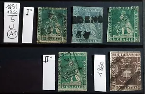 ITALY ANTICHI STATI 1851-1860 TOSCANA VALORI USATI CON FILIGRANA - 5 STAMPS U - Bild 1 von 1
