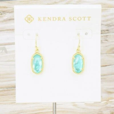 Pendientes colgantes Kendra Scott Lee azul aguamarina ilusión tono dorado nuevos sin etiquetas Foto 1 de 4