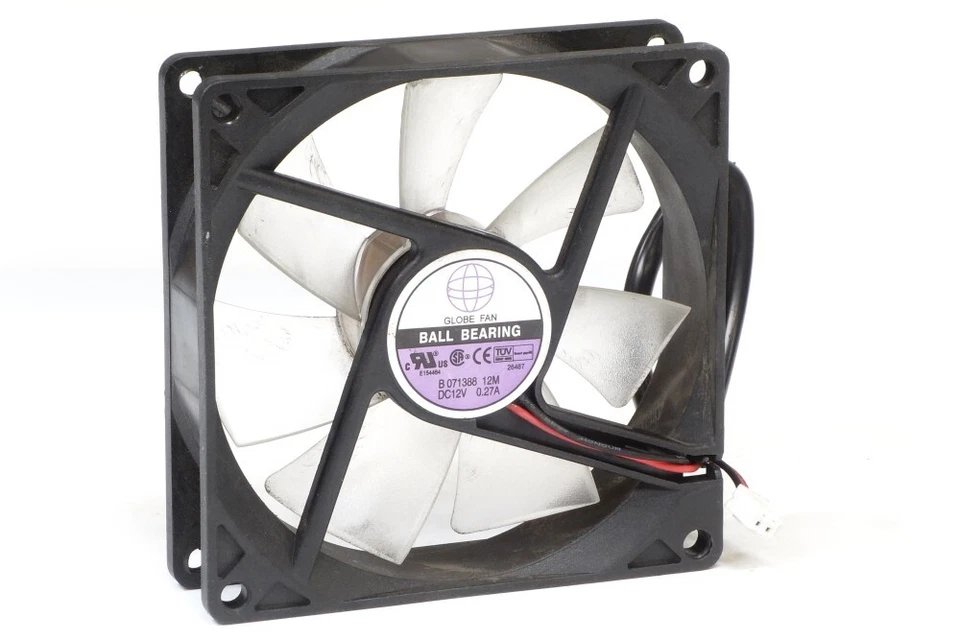 Globe FAN B071388 12M 92x92x25mm Ball Bearing Ultra-Cool Fan 2-Pin DC-12V 0.27A - Image 1 of 1