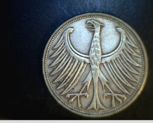 1951-F German, 5 Deutscmark, Very High Grade .2250 oz Silver (Ger-164) - Picture 1 of 2