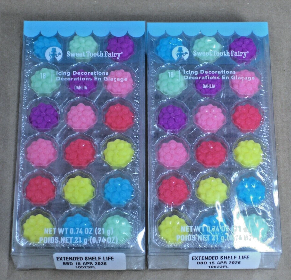 SWEET TOOTH FAIRY ICING DECORATIONS DAHIAS 36 COUNT - Image 1 of 2