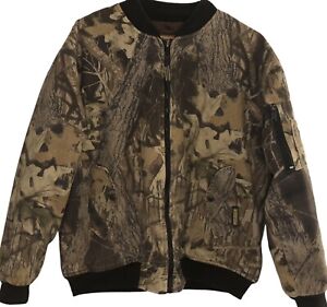 Vintage Remington Mens Mossy Oak Camouflage Hunting Bomber Jacket Sz Medium READ