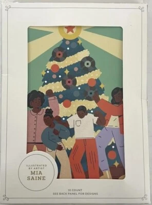 10ct Mia Spane African American Boxed Holiday Christmas Blank Greeting Cards Set - Image 1 of 2