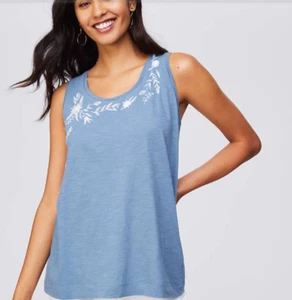 NEU Neu mit Etikett Loft bestickt Vintage Softshell Tank Farbe: Taubenblau Größe: XS - Bild 1 von 3