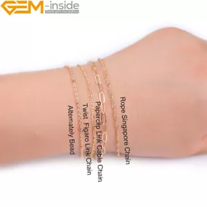 Collana catena donna cavo ottone oro 14 carati piena gioielli 39,3" - Foto 1 di 124