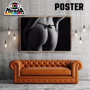 Poster Lady Female Sexy Art Thong Intimate Bow Black White Card Camera - Bild 1 von 1