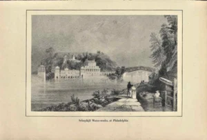 1907 Fairmount Water Works Schuylkill River Philadelphia Strickland Engraving - Imagen 1 de 1