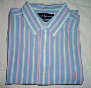 Polo Ralph Lauren Mens 16 32/33 Classic Fit Dress Shirt Blue Multi Stripe - Picture 1 of 6
