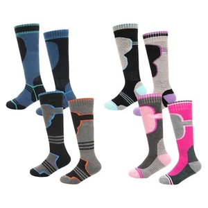 Kids Boys Girls Thermal Ski Socks Winter Skiing Snowboarding Warm Socks 4 Pack - Picture 1 of 7