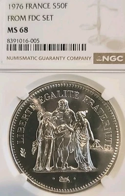 France 1978 50 Fr Superb Gem Proof Like Cameo FDC NGC 68PQ Low Population  - Image 1 of 4