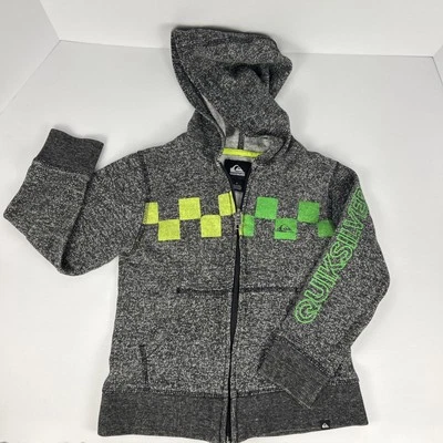 Толстовка с капюшоном на молнии Quiksilver серая, для мальчиков размер 5 уютная - Изображение 1 из 4