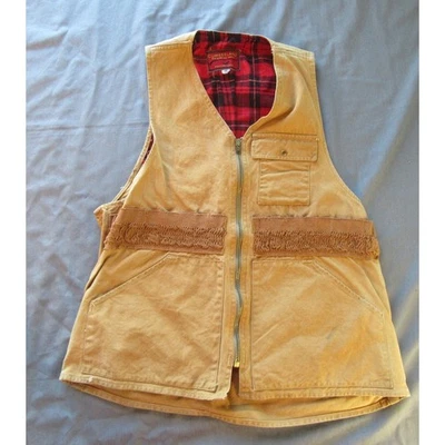 Vtg Cumberland Hunting Vest Adult M Ta Pat Co Made Tan Duck Canvas Talon Zipper - Image 1 of 4
