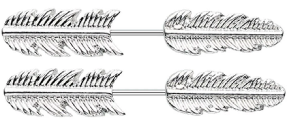 Pendientes Anillos Acero Quirúrgico Clásico Pluma Falsa Cónico 20g Foto 1 de 1