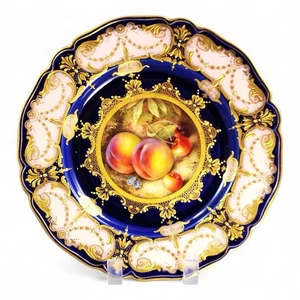 Antique Royal Worcester Sebright fruit cabinet plate, peaches & cherries, 1921 - Picture 1 of 14