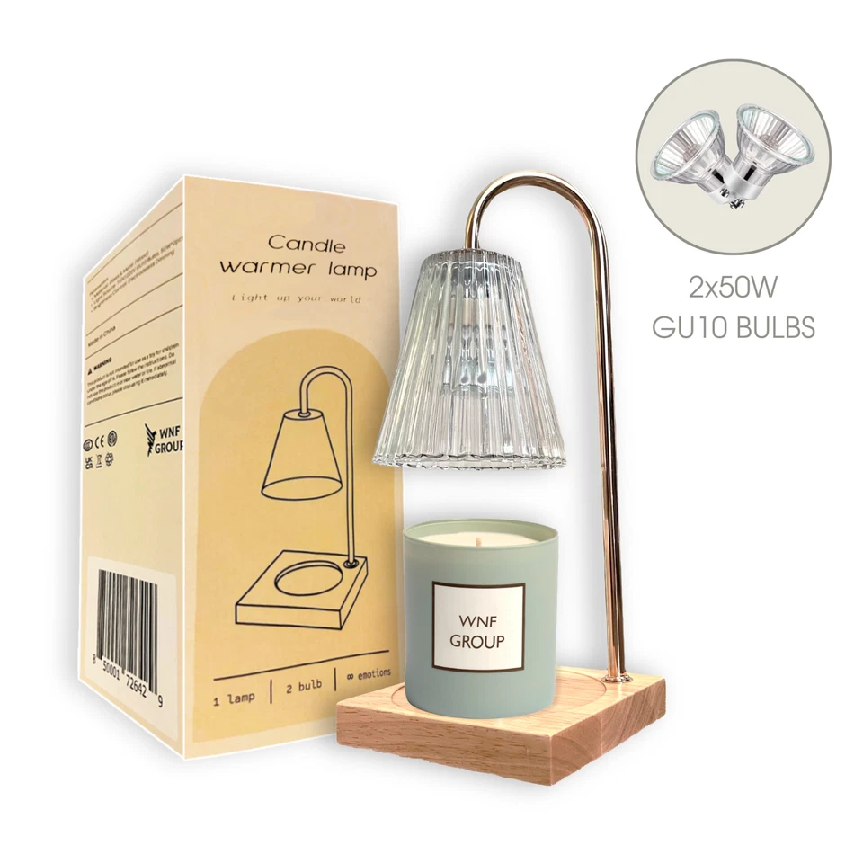 Lámpara calentador de velas estética - Calentador eléctrico de fusión de cera con atenuador y bombillas dobles Foto 1 de 4