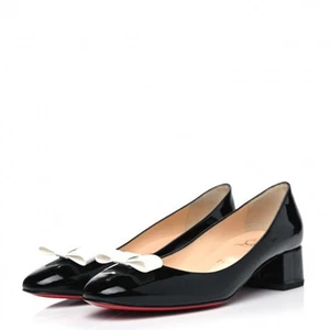 CHRISTIAN LOUBOUTIN Patent Bow 55 Pumps 39 Black - Picture 1 of 11