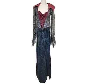InCharacter Black Lace & Velvet Ren Fair Dress L Vampire Witchy Gothic Halloween - Picture 1 of 14