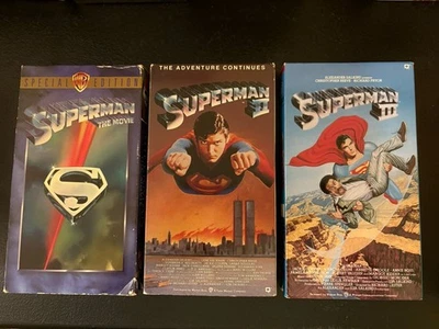 Superman 1, 2 & 3 VHS Lot Excellent Warner Home Video Christopher Reeve - Image 1 of 4