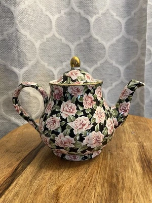 Tetera Rosas Negras Arthur Wood & Son Staffordshire Inglaterra Tetera #6711 De Colección Foto 1 de 4