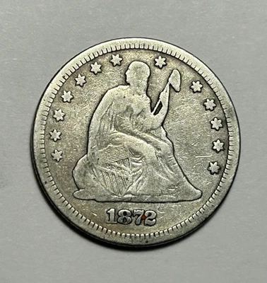 1872 SEATED LIBERTY QUARTER VG - Image 1 of 2