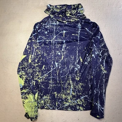 WELIGU Hombre Grande UPF 50+ Protección Solar Sudadera con Capucha Azul Marino Y Amarillo Salpicaduras Foto 1 de 4