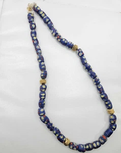 Afrikanische Tribal Stil Glasperlen Halskette Blau - Bild 1 von 5