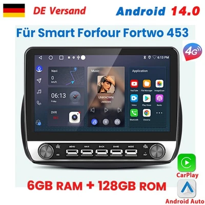 10.1" Für Smart Forfour Fortwo 453 Carplay Autoradio GPS Navi 4G Wifi BT 6+128GB - Bild 1 von 4