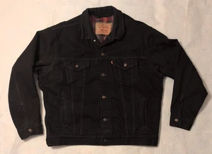 Chaqueta de Camionero Denim Levi 70699-4169 1996 Negra De Colección Nos Roja Forrada de Franela L Rara - Imagen 1 de 14