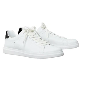 Tory Burch Women's Howell Court White Black Leather Sneakers Size 7.5 Designer - Picture 1 of 9