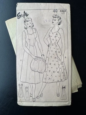 Rare 40s vintage lingerie princess line slip and bloomers pattern 40-34-43ins - Image 1 of 3