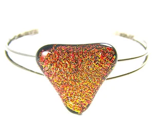 Brazalete de Vidrio Dicroico AJUSTABLE Plata Cobre Naranja Triángulo 1" 25mm - Imagen 1 de 5